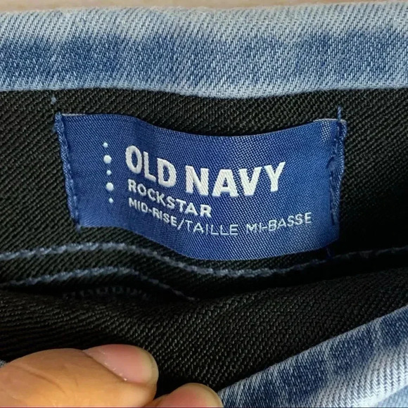 Old Navy Rockstar Pull On Mid Rise Raw Edge Hem Skinny Pants Women’s Size 8 Blue - Picture 5 of 10